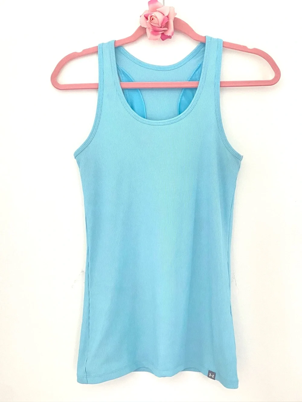 💕Pretty Blue Ribbed Racerback Tank Top SZ M - Picture 1 of 8